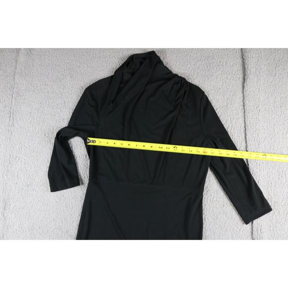 St. John Dress Black 8 Side Neck Split Long Sleeve Jersey Pull Over - Picture 6 of 7